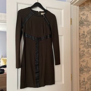 Nicole Miller Artelier Green & Leather Work Dress